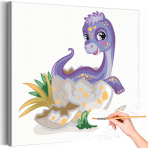 Фиолетовый дино в яйце Динозавр Животные Для детей Детские Для девочек Для мальчиков Для малышей Раскраска картина по номерам на