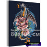 Дракон с пионами Мифология Животные Цветы 80х100 Раскраска картина по номерам на холсте