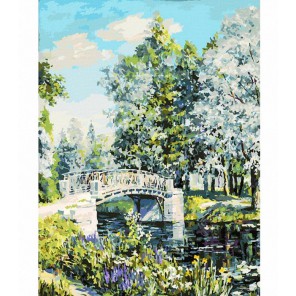 Мостик в парке Раскраска картина по номерам акриловыми красками на холсте Белоснежка