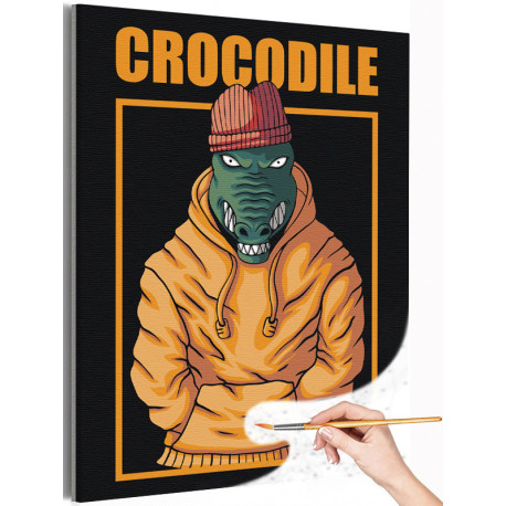 Модный крокодил / Животные Раскраска картина по номерам на холсте