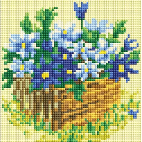Васильки в саду Алмазная вышивка мозаика на подрамнике Белоснежка
