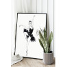 Балерина Танец Девушка Женщина Балет Черно-белая 100х125 Раскраска картина по номерам на холсте