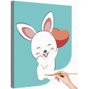 Веселый кролик с сердцем Заяц Зайка Символ года Для детей Детские Животные Раскраска картина по номерам на холсте