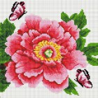 Розовый цветок и бабочки Алмазная вышивка мозаика на подрамнике Белоснежка