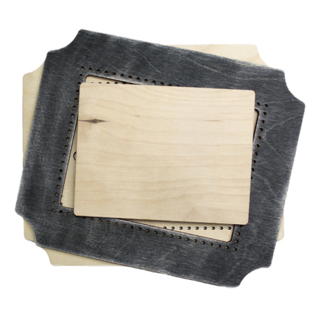  Прямоугольник серо-синяя малая Рамка деревянная для вышивки ОР-254