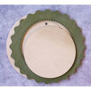  Круг зеленая средняя Рамка деревянная для вышивки ОР-258