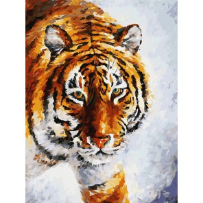 Тигр на снегу Раскраска картина по номерам акриловыми красками на холсте Белоснежка