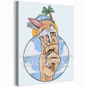 Мороженое Райский остров Пляж Еда 60х80 Раскраска картина по номерам на холсте