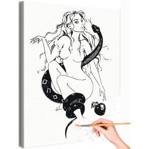 Девушка со змеей и яблоком Мифология Портрет Животные Женщина Раскраска картина по номерам на холсте