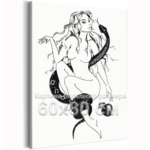 Девушка со змеей и яблоком Мифология Портрет Животные Женщина 60х80 Раскраска картина по номерам на холсте
