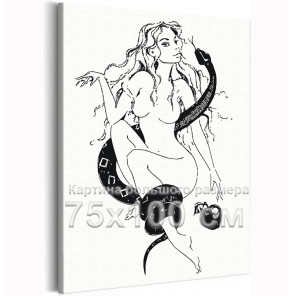 Девушка со змеей и яблоком Мифология Портрет Животные Женщина 75х100 Раскраска картина по номерам на холсте