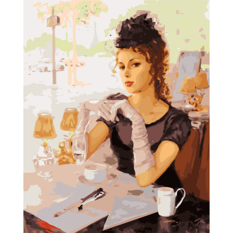  В парижском кафе Раскраска картина по номерам на холсте Белоснежка 535-CG
