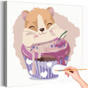 Хомяк в пирожном Коллекция Cute animals Животные Для детей Детские Для девочек Для мальчиков Легкая Еда Раскраска картина по номерам на холсте