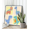 Динозавры пастельные Животные Для детей Детские Для девочек Для мальчиков Для малышей 100х100 Раскраска картина по номерам на хо