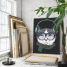 Кот в голубых наушниках / Животные Раскраска картина по номерам на холсте