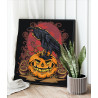 Ворон на тыкве Happy Halloween Хэллоуин Птицы 80х80 Раскраска картина по номерам на холсте