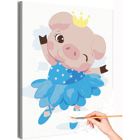 Свинка принцесса балеринаДля детей Детские Для девочек Раскраска картина по номерам на холсте