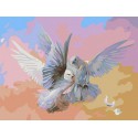 Полет белых голубей Раскраска картина по номерам на холсте Белоснежка