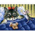Кот и мышка Раскраска картина по номерам на холсте Белоснежка