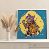 Фиолетовый котик космонавт Космос Кошки Животные Кот Для детей Детские Раскраска картина по номерам на холсте