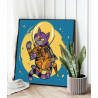 Фиолетовый котик космонавт Космос Кошки Животные Кот Для детей Детские 80х80 Раскраска картина по номерам на холсте