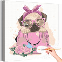 Мопс в розовой сумке Коллекция Cute puppy Собака Пес Животные Для детей Детские Для девочек Для мальчиков Раскраска картина по номерам на холсте