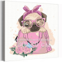 Мопс в розовой сумке Коллекция Cute puppy Собака Пес Животные Для детей Детские Для девочек Для мальчиков 80х80 Раскраска картина по номерам на холсте