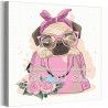 Мопс в розовой сумке Пес Животные Для детей Детские Для девочек Для мальчиков 80х80 Раскраска картина по номерам на холсте