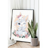 Белый кролик с малышом 75х100 Раскраска картина по номерам на холсте