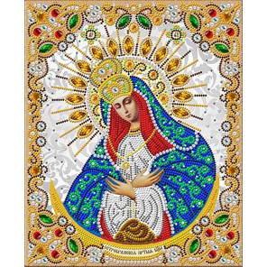  Богородица Остробрамкая в жемчуге и кристаллах Канва с рисунком для вышивки Благовест ЖК-4015