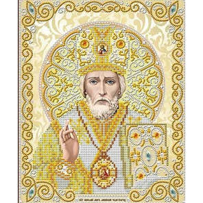  Святой Николай в жемчуге Канва с рисунком для вышивки Благовест ЖС-4006