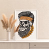  Череп с бородой в бандане Раскраска картина по номерам на холсте AAAA-C0215