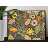 Цветы и листья на зеленом фоне Орнамент Интерьерная Растения Природа 100х125 Раскраска картина по номерам на холсте