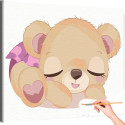 Спящий медвежонок в платье Коллекция Сute teddy bear Животные Медведь Мишка Тедди Для детей Детские Для девочек Для мальчиков Раскраска картина по номерам на холсте