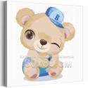 Медвежонок в синей кепке Коллекция Сute teddy bear Животные Медведь Мишка Тедди Для детей Детские Для девочек Для мальчиков 80х80 Раскраска картина по номерам на холсте