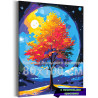 Дерево на фоне луны Ночь Природа Пейзаж Растения Яркая Осень 80х100 Раскраска картина по номерам на холсте с неоновой краской