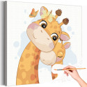 Мама жираф с малышом и бабочкой Коллекция Cute animals Животные Ребенок Для детей Детские Для девочек Для мальчиков Раскраска картина по номерам на холсте