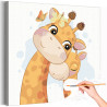 Мама жираф с малышом и бабочкой Раскраска картина по номерам на холсте