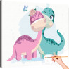 Влюбленная пара Динозавры Для девочек Для мальчиков Раскраска картина по номерам на холсте