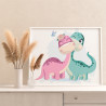 Влюбленная пара Динозавры Для девочек Для мальчиков Раскраска картина по номерам на холсте