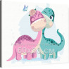 Влюбленная пара Динозавры Для девочек Для мальчиков 60х80 Раскраска картина по номерам на холсте