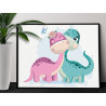 Влюбленная пара Динозавры Для девочек Для мальчиков 75х100 Раскраска картина по номерам на холсте