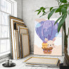 Зайчик и цыпленок на воздушном шаре Пасха 60х80 Раскраска картина по номерам на холсте