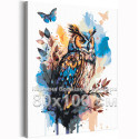 Сова в сумерках Птицы Бабочки Осень Листья Филин 80х100 Раскраска картина по номерам на холсте