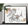 Девочка с таксой в Париже Город Пес Собака Животные Для детей Детские Для девочек Дети Велосипед 60х80 Раскраска картина по номе