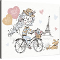 Девочка с таксой в Париже Город Пес Собака Животные Для детей Детские Для девочек Дети Велосипед 75х100 Раскраска картина по ном