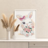 Кролик в бантике с цветами Для девочек Раскраска картина по номерам на холсте