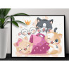Четыре веселых котенка Детские Для девочек 80х100 Раскраска картина по номерам на холсте