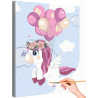 Единорог с бабочкой на воздушных шарах Для девочек Раскраска картина по номерам на холсте