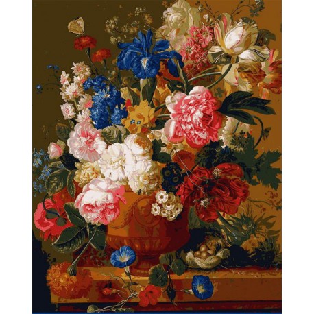 Цветы в вазе Раскраска картина по номерам акриловыми красками на холсте Menglei